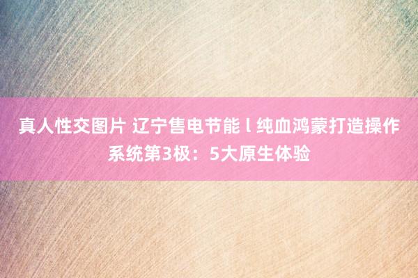 真人性交图片 辽宁售电节能 l 纯血鸿蒙打造操作系统第3极：5大原生体验