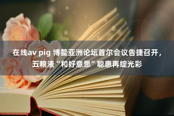 在线av pig 博鳌亚洲论坛首尔会议告捷召开，五粮液“和好意思”聪惠再绽光彩
