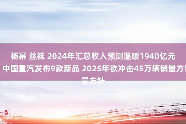 杨幂 丝袜 2024年汇总收入预测温暖1940亿元！中国重汽发布9款新品 2025年欲冲击45万辆销量方针