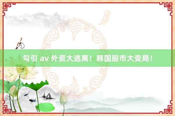 勾引 av 外资大逃离！韩国股市大变局！