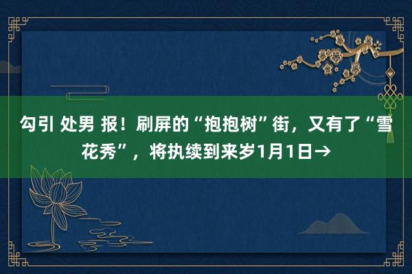 勾引 处男 报！刷屏的“抱抱树”街，又有了“雪花秀”，将执续到来岁1月1日→