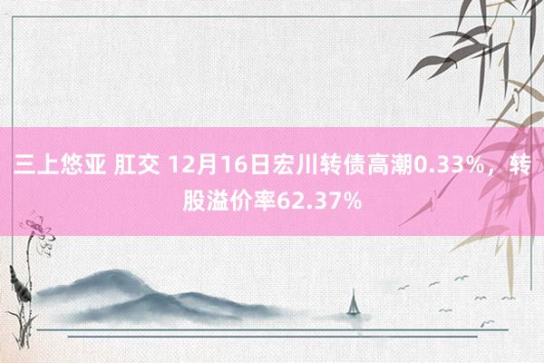 三上悠亚 肛交 12月16日宏川转债高潮0.33%，转股溢价率62.37%