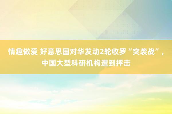 情趣做爱 好意思国对华发动2轮收罗“突袭战”，中国大型科研机构遭到抨击
