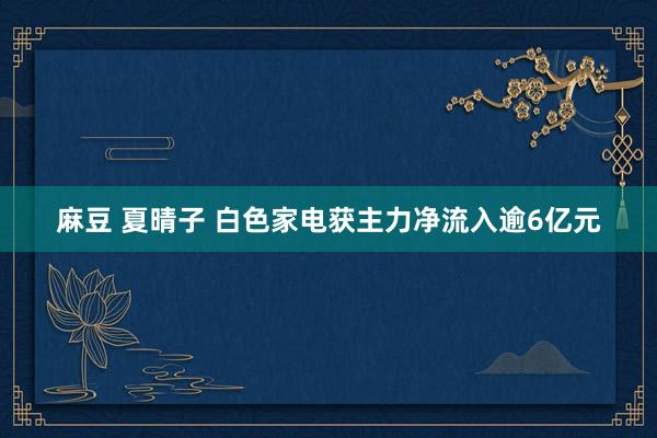 麻豆 夏晴子 白色家电获主力净流入逾6亿元