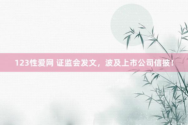 123性爱网 证监会发文，波及上市公司信披！