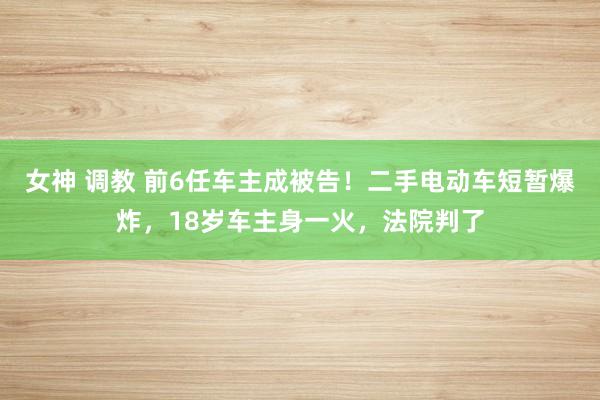 女神 调教 前6任车主成被告！二手电动车短暂爆炸，18岁车主身一火，法院判了