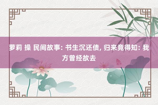 萝莉 操 民间故事: 书生沉还债， 归来竟得知: 我方曾经故去