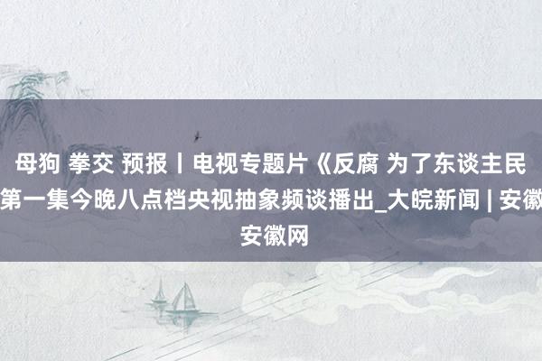 母狗 拳交 预报丨电视专题片《反腐 为了东谈主民》第一集今晚八点档央视抽象频谈播出_大皖新闻 | 安徽网