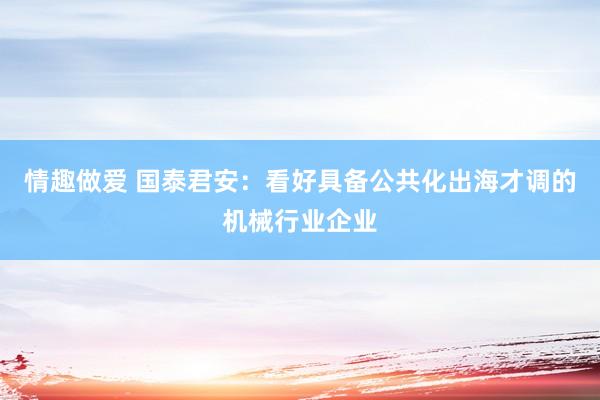 情趣做爱 国泰君安：看好具备公共化出海才调的机械行业企业