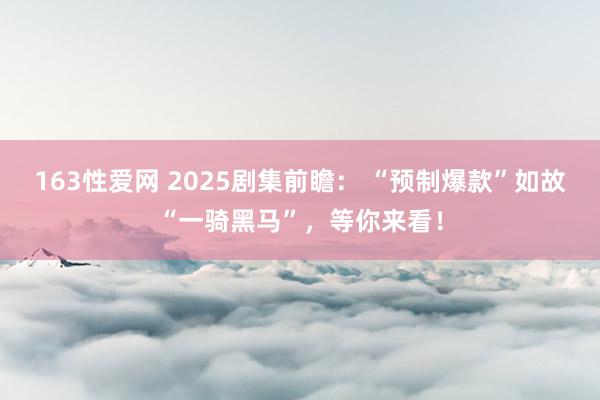 163性爱网 2025剧集前瞻： “预制爆款”如故“一骑黑马”，等你来看！