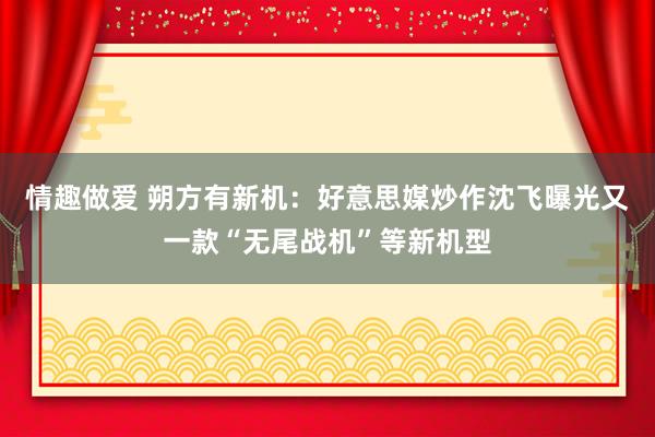 情趣做爱 朔方有新机：好意思媒炒作沈飞曝光又一款“无尾战机”等新机型
