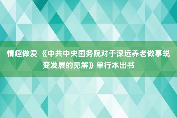情趣做爱 《中共中央国务院对于深远养老做事蜕变发展的见解》单行本出书
