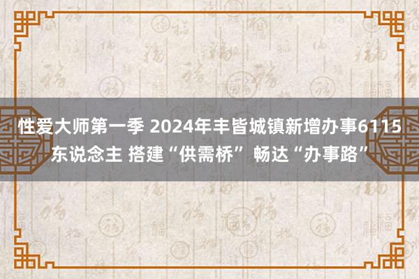 性爱大师第一季 2024年丰皆城镇新增办事6115东说念主 搭建“供需桥” 畅达“办事路”