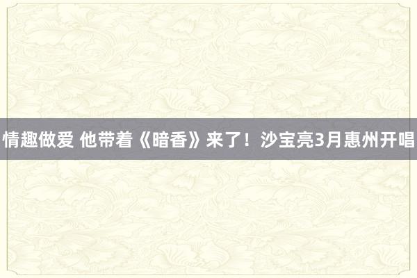 情趣做爱 他带着《暗香》来了！沙宝亮3月惠州开唱