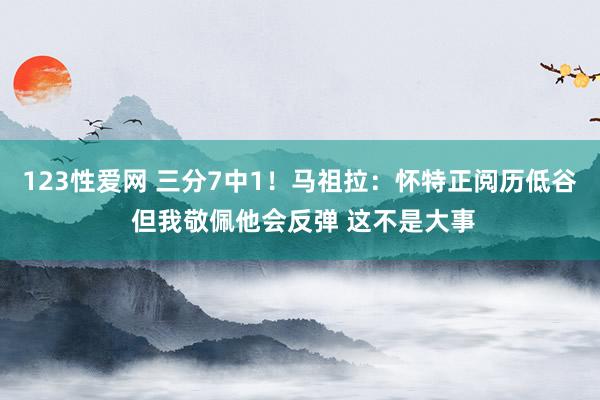 123性爱网 三分7中1！马祖拉：怀特正阅历低谷 但我敬佩他会反弹 这不是大事