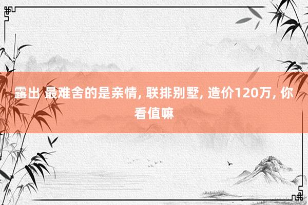 露出 最难舍的是亲情， 联排别墅， 造价120万， 你看值嘛