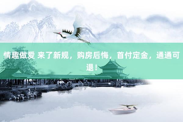 情趣做爱 来了新规,购房后悔,首付定金,通通可退!