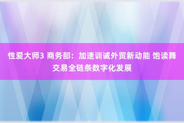 性爱大师3 商务部：加速训诫外贸新动能 饱读舞交易全链条数字化发展