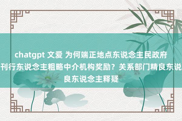 chatgpt 文爱 为何端正地点东说念主民政府不得予以刊行东说念主粗略中介机构奖励？关系部门精良东说念主释疑