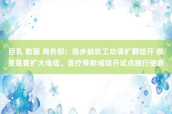 巨乳 動画 商务部：稳步鼓吹工功课扩翻绽开 很是是要扩大电信、医疗等畛域绽开试点施行使命