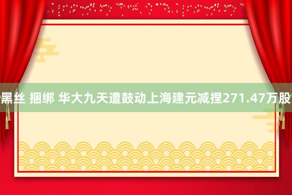 黑丝 捆绑 华大九天遭鼓动上海建元减捏271.47万股