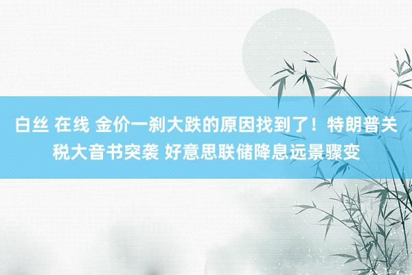 白丝 在线 金价一刹大跌的原因找到了！特朗普关税大音书突袭 好意思联储降息远景骤变