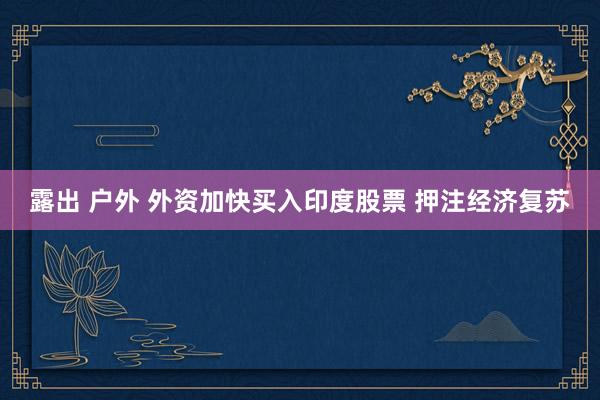 露出 户外 外资加快买入印度股票 押注经济复苏