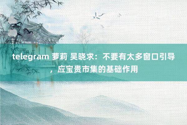 telegram 萝莉 吴晓求：不要有太多窗口引导，应宝贵市集的基础作用