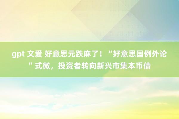 gpt 文爱 好意思元跌麻了！“好意思国例外论”式微，投资者转向新兴市集本币债