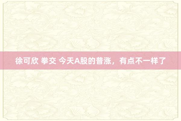 徐可欣 拳交 今天A股的普涨，有点不一样了